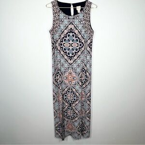 Chico’s Fancy Feather Medallion Maxi Dress Stretch Chico’s Size 1 Medium 8